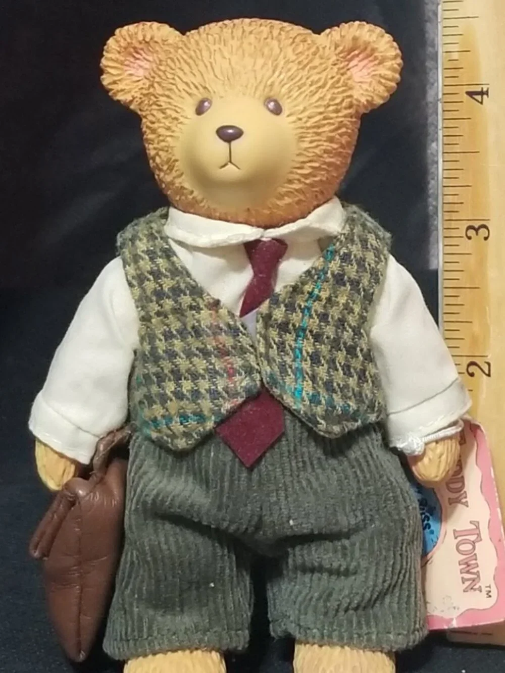 Vintage 90s Businessman Teddy Town Bear Collectible Porcelain Figurine